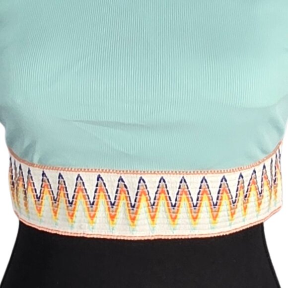 3/$25 NWT | Blooming Jelly Ribbed Crop Top Chevron Embroidered Hem | Medium - Picture 3 of 5